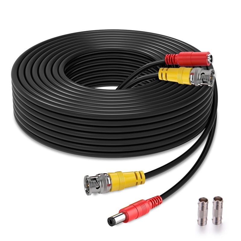 WILDHD BNC Cable 150ft All-in-One Siamese BNC Video and Power Security Camera Wire, CCTV Cable with 2 Female Connectors for All Max 5MP HD CCTV DVR Surveillance System (150ft Cable,Black) - Image 1